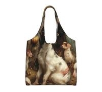 JKLQWC Farm Animals Printed Tote Bag for Women Canvas Shopping Bag Reusable Grocery Cloth Bag Shoulder Bag for Work Travel Shopping College School