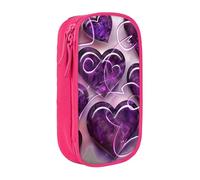 JKLQWC Fashional Purple Hearts Printed Pencil Case Cute Pen Pouch Large Pen Bag Portable Storage Organizer Box for Office School Teen Girl Boy Adult,Pink