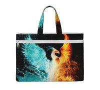 JKLQWC fire and water phoenix Printed Document Bag Teacher Canvas File Tote Bag Pouch for Work, Casual Handbag for Office School Travel Beach