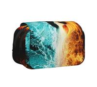 JKLQWC fire and Water Phoenix Prints Pencil Case for Kids Men Women, Two Layers Large Capacity Pencil Pouch Makeup Bag Organizer for Office School Travel