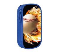 JKLQWC Fire Baseball Printed Pencil Case Cute Pen Pouch Large Pen Bag Portable Storage Organizer Box for Office School Teen Girl Boy Adult,Blue