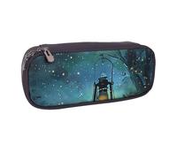 JKLQWC Fireflies and Lantern Printed PU Leather Pencil Case Cute Pen Pencil Box Bag Zipper Office School Pencil Pouch Organizer for Students Teen Girls Boys Adult