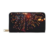JKLQWC Fireworks at Night Printed Long Wallet for Women Men Funny PU Leather Wallet with Coin Purse and Card Holder