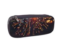 JKLQWC Fireworks at Night Printed PU Leather Pencil Case Cute Pen Pencil Box Bag Zipper Office School Pencil Pouch Organizer for Students Teen Girls Boys Adult