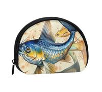 JKLQWC Fish Art Print Printed Coin Purse for Women Cute Small Change Wallet Mini Coin Purses Pouch with Zipper