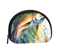 JKLQWC Fish Art Printed Coin Purse for Women Cute Small Change Wallet Mini Coin Purses Pouch with Zipper
