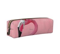 JKLQWC Flamingo 1 Printed Leather Pencil Case with Gold Zipper - Simple and Lightweight Organizer for School, Office, Travel, Makeup