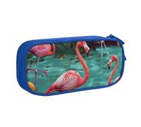 JKLQWC Flamingo Printed Pencil Case Cute Pen Pencil Box Bag Zipper Storage Organizer Box Holder for Office School Teen Girl Boy Adult,Blue