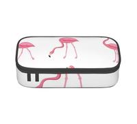 JKLQWC Flamingos on White Printed Pencil Case Cute Pen Pencil Box Bag Large Capacity Compartment Zipper Pencil Pouch Organizer for Office School Travel