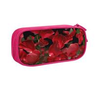 JKLQWC Floating red Rose Petals Printed Pencil Case Cute Pen Pencil Box Bag Zipper Storage Organizer Box Holder for Office School Teen Girl Boy Adult,Pink