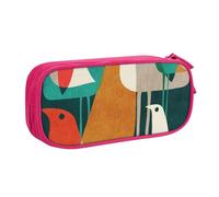 JKLQWC Flock of Birds Printed Pencil Case Cute Pen Pencil Box Bag Zipper Storage Organizer Box Holder for Office School Teen Girl Boy Adult,Pink