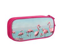 JKLQWC Flock of Flamingos on The Beach Printed Pencil Case Cute Pen Pencil Box Bag Zipper Storage Organizer Box Holder for Office School Teen Girl Boy Adult,Pink