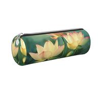 JKLQWC Flowers Blooming in The Morning Printed Cylinder Pencil Case with Silver Zipper - Lightweight Leather Organizer for School, Office, Travel, Makeup