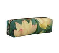 JKLQWC Flowers Blooming in The Morning Printed Leather Pencil Case with Gold Zipper - Simple and Lightweight Organizer for School, Office, Travel, Makeup
