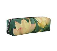JKLQWC Flowers Blooming in The Morning Printed Leather Pencil Case with Silver Zipper - Simple and Lightweight Organizer for School, Office, Travel, Makeup