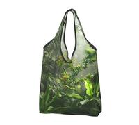 JKLQWC flowers in Tropical Rainforest Printed Foldable Shopping Bag 2 PCS, Reusable Grocery Tote Bags for Daily Shopping and Travel