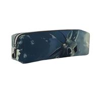 JKLQWC Flying Airplane Printed Leather Pencil Case with Silver Zipper - Simple and Lightweight Organizer for School, Office, Travel, Makeup