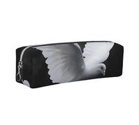 JKLQWC Flying Dove Printed Leather Pencil Case with Silver Zipper - Simple and Lightweight Organizer for School, Office, Travel, Makeup