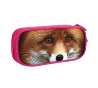 JKLQWC Fox Printed Pencil Case Cute Pen Pencil Box Bag Zipper Storage Organizer Box Holder for Office School Teen Girl Boy Adult,Pink