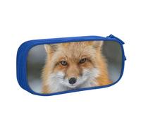 JKLQWC Fox Printed Pencil Case Cute Pen Pencil Box Bag Zipper Storage Organizer Box Holder for Office School Teen Girl Boy Adult,Blue