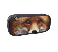JKLQWC Fox Printed PU Leather Pencil Case Cute Pen Pencil Box Bag Zipper Office School Pencil Pouch Organizer for Students Teen Girls Boys Adult Gifts