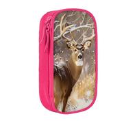JKLQWC Free Whitetail Deer Printed Pencil Case Cute Pen Pouch Large Pen Bag Portable Storage Organizer Box for Office School Teen Girl Boy Adult,Pink