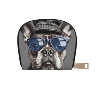 JKLQWC French Bulldog Cartoon Printed Credit Card Wallet for Women Men Cute Zipper Card Cases Holder Mini Coin Purse with 12 Card Slots