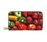 JKLQWC Fresh Fruits and Vegetables Printed Long Wallet for Women Men Funny PU Leather Wallet with Coin Purse and Card Holder