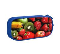 JKLQWC Fresh Fruits and Vegetables Printed Pencil Case Cute Pen Pencil Box Bag Zipper Storage Organizer Box Holder for Office School Teen Girl Boy Adult,Blue