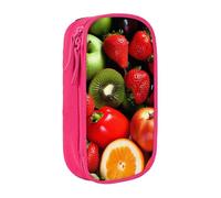 JKLQWC Fresh Fruits and Vegetables Printed Pencil Case Cute Pen Pouch Large Pen Bag Portable Storage Organizer Box for Office School Teen Girl Boy Adult,Pink
