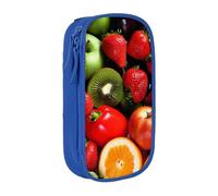 JKLQWC Fresh Fruits and Vegetables Printed Pencil Case Cute Pen Pouch Large Pen Bag Portable Storage Organizer Box for Office School Teen Girl Boy Adult,Blue