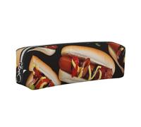 JKLQWC Fun Food Sandwich Bread Printed Leather Pencil Case with Silver Zipper - Simple and Lightweight Organizer for School, Office, Travel, Makeup