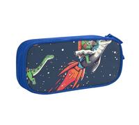 JKLQWC Funny Astronaut Cute Dinosaur Rocket Printed Pencil Case Cute Pen Pencil Box Bag Zipper Storage Organizer Box Holder for Office School Teen Girl Boy Adult,Blue