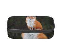 JKLQWC Funny Fox Printed Pencil Case Cute Pen Pencil Box Bag Large Capacity Compartment Zipper Pencil Pouch Organizer for Office School Travel