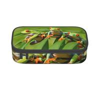 JKLQWC Funny Frogs Printed Pencil Case Cute Pen Pencil Box Bag Large Capacity Compartment Zipper Pencil Pouch Organizer for Office School Travel