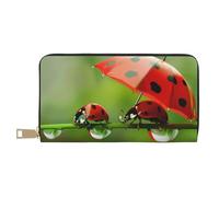 JKLQWC Funny Ladybug Printed Long Wallet for Women Men Funny PU Leather Wallet with Coin Purse and Card Holder