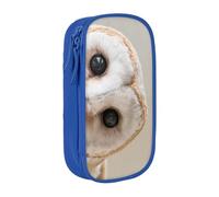 JKLQWC Funny Owl Printed Pencil Case Cute Pen Pouch Large Pen Bag Portable Storage Organizer Box for Office School Teen Girl Boy Adult,Blue