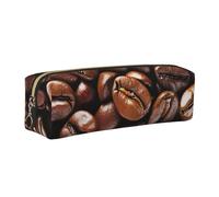JKLQWC Funny Roasted Coffee Beans Printed Leather Pencil Case with Gold Zipper - Simple and Lightweight Organizer for School, Office, Travel, Makeup