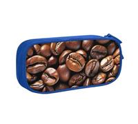 JKLQWC Funny Roasted Coffee Beans Printed Pencil Case Cute Pen Pencil Box Bag Zipper Storage Organizer Box Holder for Office School Teen Girl Boy Adult,Blue
