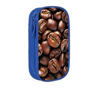 JKLQWC Funny Roasted Coffee Beans Printed Pencil Case Cute Pen Pouch Large Pen Bag Portable Storage Organizer Box for Office School Teen Girl Boy Adult,Blue