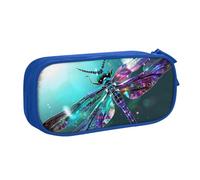 JKLQWC Galaxy Animal Dragonfly Printed Pencil Case Cute Pen Pencil Box Bag Zipper Storage Organizer Box Holder for Office School Teen Girl Boy Adult,Blue
