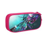 JKLQWC Galaxy Animal Dragonfly Printed Pencil Case Cute Pen Pencil Box Bag Zipper Storage Organizer Box Holder for Office School Teen Girl Boy Adult,Pink