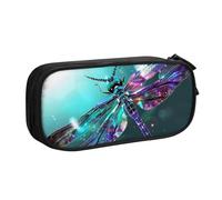 JKLQWC Galaxy Animal Dragonfly Printed Pencil Case Cute Pen Pencil Box Bag Zipper Storage Organizer Box Holder for Office School Teen Girl Boy Adult,Black