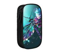 JKLQWC Galaxy Animal Dragonfly Printed Pencil Case Cute Pen Pouch Large Pen Bag Portable Storage Organizer Box for Office School Teen Girl Boy Adult,Black