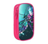 JKLQWC Galaxy Animal Dragonfly Printed Pencil Case Cute Pen Pouch Large Pen Bag Portable Storage Organizer Box for Office School Teen Girl Boy Adult,Pink