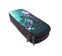JKLQWC Galaxy Animal Dragonfly Printed PU Leather Pencil Case Cute Pen Pencil Box Bag Zipper Office School Pencil Pouch Organizer for Students Teen Girls Boys Adult