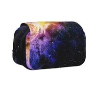 JKLQWC Galaxy in The Universe Prints Pencil Case for Kids Men Women, Two Layers Large Capacity Pencil Pouch Makeup Bag Organizer for Office School Travel