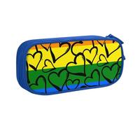 JKLQWC Gay Pride Rainbow Pattern Printed Pencil Case Cute Pen Pencil Box Bag Zipper Storage Organizer Box Holder for Office School Teen Girl Boy Adult,Blue