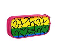 JKLQWC Gay Pride Rainbow Pattern Printed Pencil Case Cute Pen Pencil Box Bag Zipper Storage Organizer Box Holder for Office School Teen Girl Boy Adult,Pink