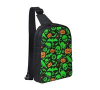 JKLQWC Ghost Horror Halloween Pumpkin Printed Crossbody Sling Backpack Sling Bag for Men Women Adjustable Shoulder Bag Travel Hiking Chest Bag Daypack